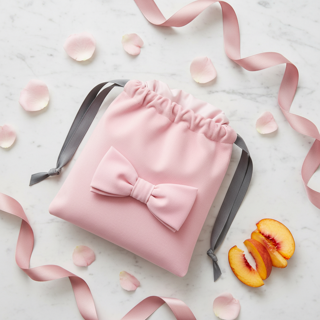 Peachy Bow Bag Flat Lay