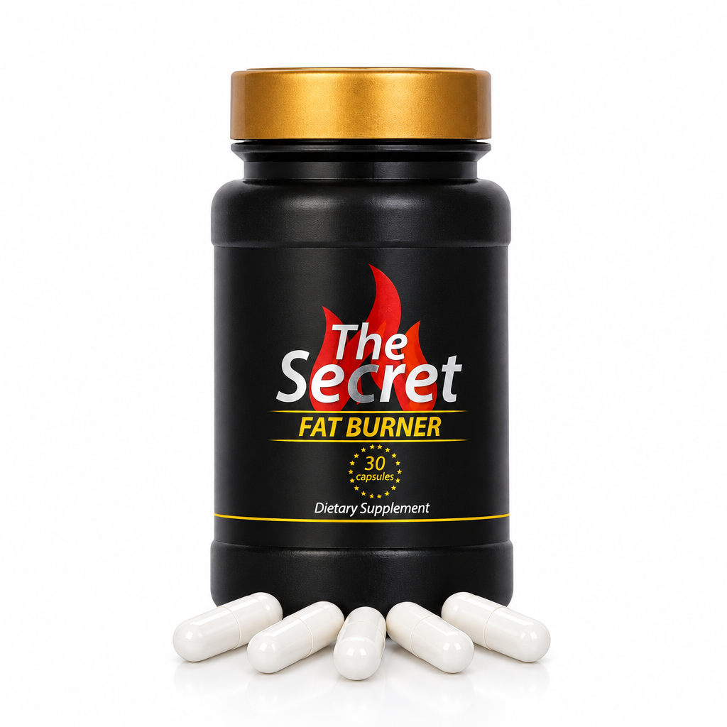 The Secret Fat Burner sample pack with 5 white capsules in front of the container
